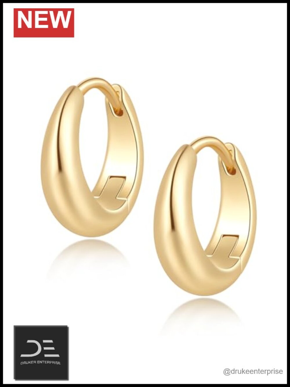 14K Gold Plated Hoop Earrings Smooth Polished All-Day Comfort